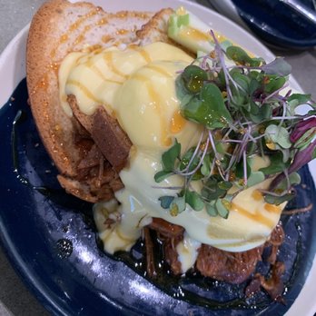Five5eeds - Pulled pork Benedict with GF bread - Coffee & Tea Near Me - Park City, Utah Five5eeds - Pulled pork Benedict with GF bread - Coffee & Tea Near Me - Park City, Utah