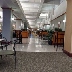 UPMC Presbyterian Cafeteria - From seating area looking at utensils on right, checkout at left