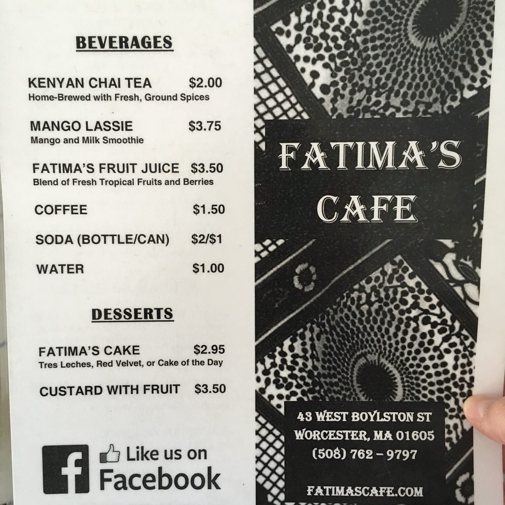 Fatima's Cafe - Menu! - African Near Me - Worcester, Massachusetts Fatima's Cafe - Menu! - African Near Me - Worcester, Massachusetts