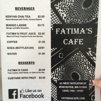 Fatima's Cafe - Menu! - African Near Me - Worcester, Massachusetts Fatima's Cafe - Menu! - African Near Me - Worcester, Massachusetts