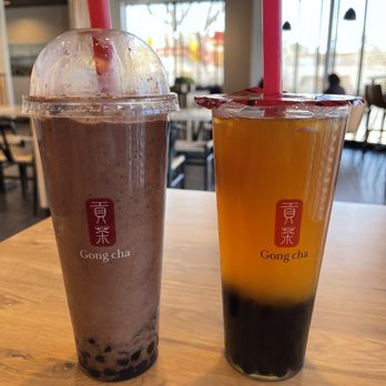 Gong Cha - Caramel Chocolate Milk Slush with boba and Oreo crumbs Passion Passionfruit Green Tea with boba - Bubble Tea Near Me - Lubbock, Texas Gong Cha - Caramel Chocolate Milk Slush with boba and Oreo crumbs Passion Passionfruit Green Tea with boba - Bubble Tea Near Me - Lubbock, Texas