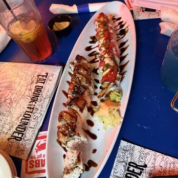 Flounder's Chowder House - Dragon skin and tsunami roll - Seafood Near Me - Gulf Breeze, Florida