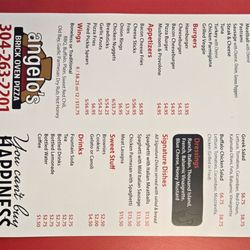 Angelo's Brick Oven Pizza - Menu