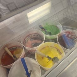 Close-up of all water ices.