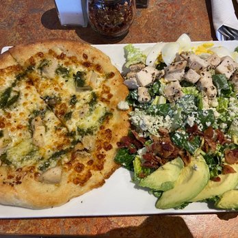 SPIN! Pizza - chicken Pesto Chicken pizza and Chicken Cobb (half) salad for the mini mia combo - Pizza Near Me - Olathe, Kansas