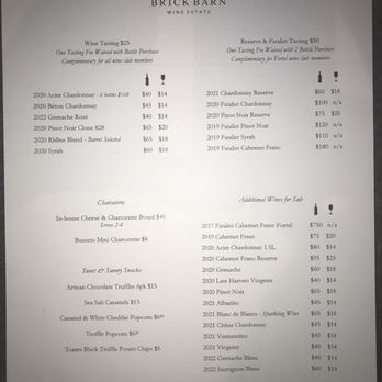 Brick Barn Wine Estate - Tasting menu (as of 9/21/23) - Wine Tasting Room Near Me - Buellton, California Brick Barn Wine Estate - Tasting menu (as of 9/21/23) - Wine Tasting Room Near Me - Buellton, California