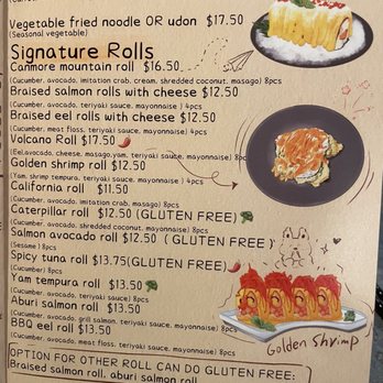 Dingsway Sushi Ramen - Sample page from a menu, with hand drawn sushi images - Sushi Bars Near Me - Canmore, Alberta