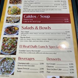 El Real Mexican Restaurant - Menu