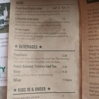 Plank Road Pizza - Menu page 1 - Pizza Near Me - Cottleville, Missouri