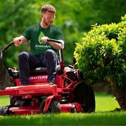 GreenArt Landscaping - recision mowing in action. Our team uses top-tier equipment to ensure a clean, professional cut for every lawn in Kansas City.