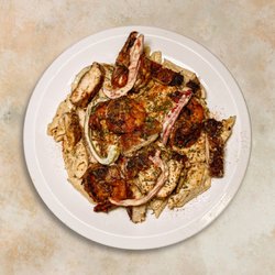 Exotic Eats Nyc - Jerk chicken and shrimp rasta pasta