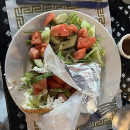 Gyro and salad Gyro and salad