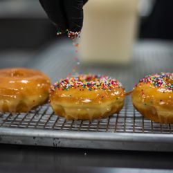 Vanilla sprinkle donut