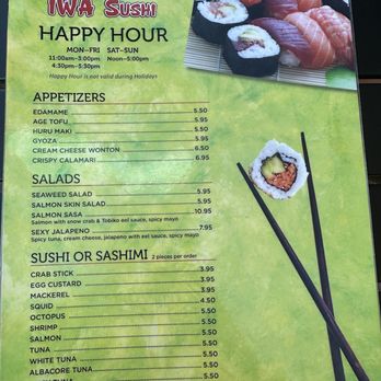 Iwa Sushi - Happy hour menu - Sushi Bars Near Me - Inver Grove Heights, Minnesota Iwa Sushi - Happy hour menu - Sushi Bars Near Me - Inver Grove Heights, Minnesota