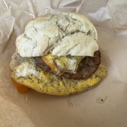 Sausage biscuit breakfast sandwich