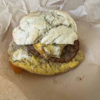 Coffee Talk Bakery - Sausage biscuit breakfast sandwich - Coffee & Tea Near Me - Waukesha, Wisconsin