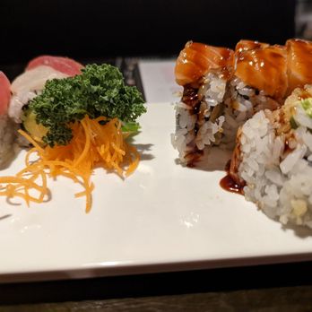 Sushi 9 - Yummm. Sakura roll on left. - Sushi Bars Near Me - Katy, Texas