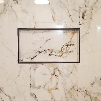 MoreMax General Construction - Shower with inlaid shelf, bordered beautifully! - General Contractors Near Me