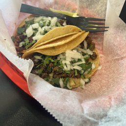 Asada taco and chorizo taco Asada taco and chorizo taco