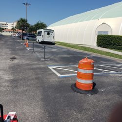 Park Port Canaveral - May 4, 2023, handicap spaces blocked.