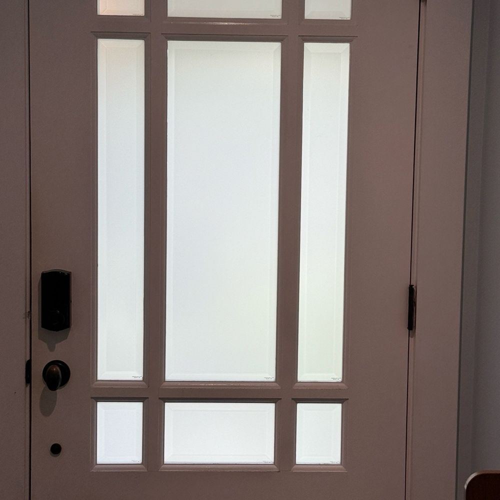 Front door with frosted glass vinyl Front door with frosted glass vinyl