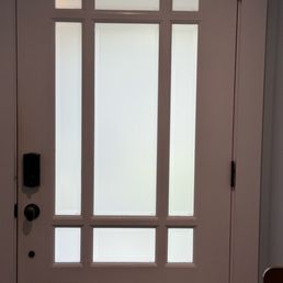 Front door with frosted glass vinyl Front door with frosted glass vinyl