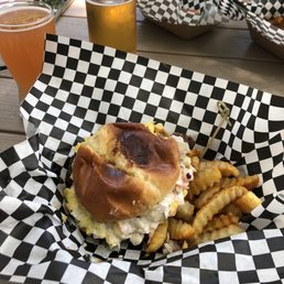 Smash burger and seasoned fries Smash burger and seasoned fries