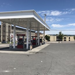 a gas station on a street corner