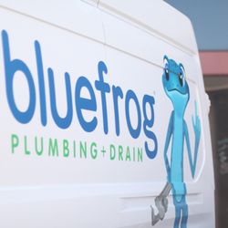 Bluefrog Plumbing - The bluefrog Plumbing + Drain logo on one of the plumbing service fleet vehicles.
