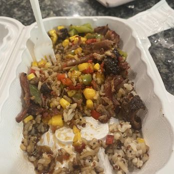 Pita Pit - Hawaiian bowl. Unfortunately wasn't much food. Only a couple pieces of pulled pork. Took this photo after the first bite. Paid $15 for rice - Mediterranean Near Me - Chico, California Pita Pit - Hawaiian bowl. Unfortunately wasn't much food. Only a couple pieces of pulled pork. Took this photo after the first bite. Paid $15 for rice - Mediterranean Near Me - Chico, California