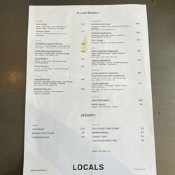 Locals - Food Menu
