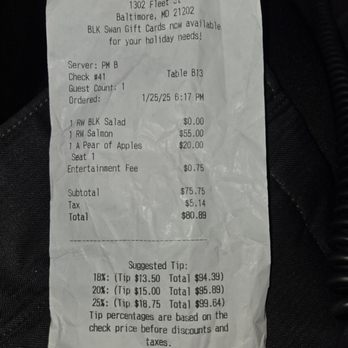 BLK SWAN - Entertainment fee??? - New American Near Me - Baltimore, Maryland