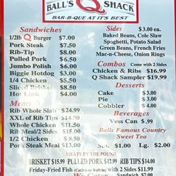 Ball's Q Shack - Menu
