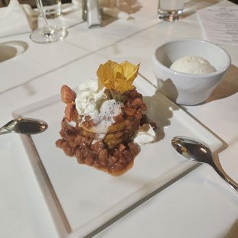 Owen's Bistro - This Strawberry Butter Cake, topped with vanilla bean ice cream was fantastic - New American Near Me - Chino, California