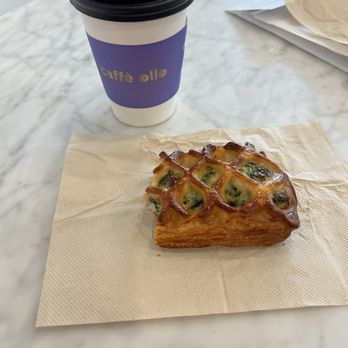 Caffe Ollo - Spinach danish and breve latte - Desserts Near Me - Waltham, Massachusetts