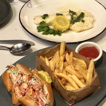 Atlantic Fish - Great Maine Lobster Roll with Hand-Cut French Fries - Seafood Near Me - Boston, Massachusetts Atlantic Fish - Great Maine Lobster Roll with Hand-Cut French Fries - Seafood Near Me - Boston, Massachusetts