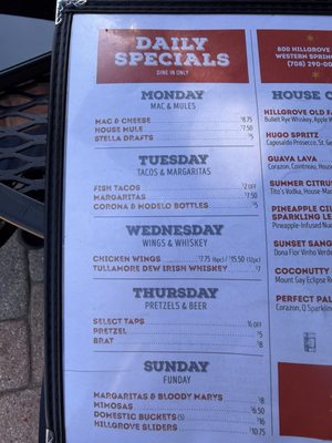 Menu photo 1 Hillgrove Tap Western Springs, IL