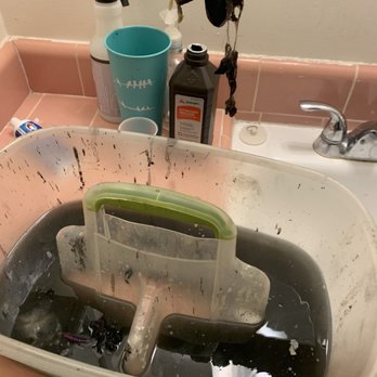 Slade's Plumbing AZ - This bucket was empty when I gave it to him. This is what he pulled out of my bathroom pipes. Gross. - Plumbing Near Me Slade's Plumbing AZ - This bucket was empty when I gave it to him. This is what he pulled out of my bathroom pipes. Gross. - Plumbing Near Me