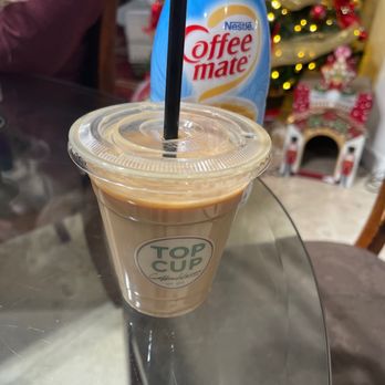 Top Cup Coffee House - "Vanilla Creme Cold Brew" aka BLACK iced coffee that I had to ask for Half & Half. I had to put vanilla creamer in at home. - Coffee & Tea Near Me - Gilbert, Arizona Top Cup Coffee House - "Vanilla Creme Cold Brew" aka BLACK iced coffee that I had to ask for Half & Half. I had to put vanilla creamer in at home. - Coffee & Tea Near Me - Gilbert, Arizona