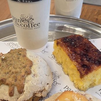 Pan & Coffee - Almond Amaretto concha, Torta de Elote, Pistachio Concha, Chai and Peanut Butter lattes - Coffee & Tea Near Me - San Antonio, Texas Pan & Coffee - Almond Amaretto concha, Torta de Elote, Pistachio Concha, Chai and Peanut Butter lattes - Coffee & Tea Near Me - San Antonio, Texas