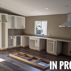 Diamond Peak Construction - Cabinet framing in and kickplate for island