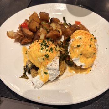 Pearl & Vine - Crab cakes, collards, eggs Benedict. - New American Near Me - Katy, Texas Pearl & Vine - Crab cakes, collards, eggs Benedict. - New American Near Me - Katy, Texas