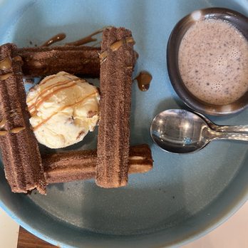Xolos - Cinnamon/carmel churros with a cinnamon horchata! - Breakfast & Brunch Near Me - Chapel Hill, North Carolina