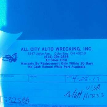 All City Auto Wrecking - This place test all batteries and 30 day warranty, better to go here that the dealer or the auto parts store. - Tires Near Me - Columbus, Ohio