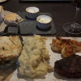J Gilbert's - Au gratin potatoes, mashed potatoes, bourbon maple shrimp, filet. - Bars Near Me - Omaha, Nebraska