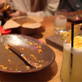 Warike Restobar - My 2nd pisco sour because the 1st was too good + evidence of yummy food, empty plates! - Latin American Near Me - Santa Rosa, California