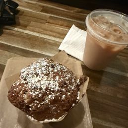 chocolate banana muffin + 12oz chai chocolate banana muffin + 12oz chai