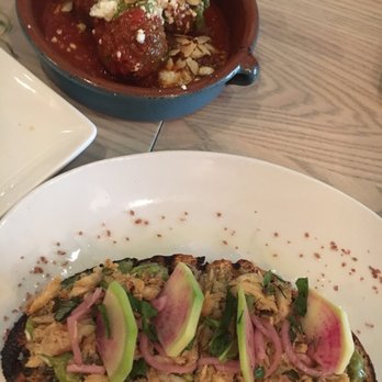 Answer - Crab toast and meatballs (had a fancier name that I can't remember, something like abilidongas??) - Tapas/Small Plates Near Me - Nashville, Tennessee