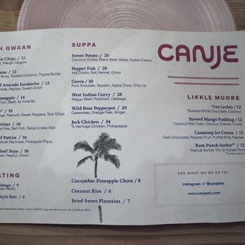 Canje - Menu - Caribbean Near Me - Austin, Texas