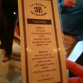 Tasting options. 2018 passport holders pay $5 for Option 2